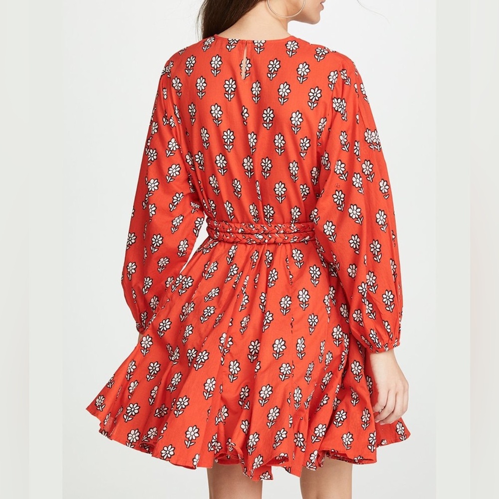 RHODE Ella Dress - Red Orange Flower Print - Picture 2 of 5